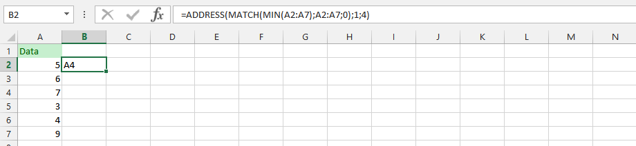 Min Match and Address in a Single Formula